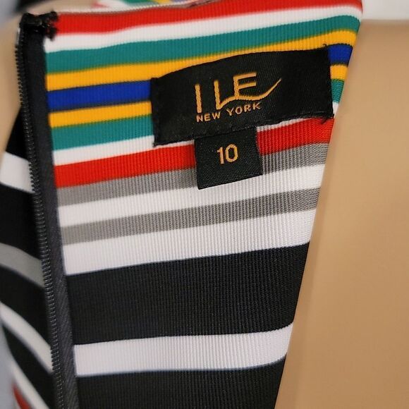 BRAND NEW I LE NEW YORK MULTI-COLOR STRIPE CASUAL DRESS - Picture 15 of 16
